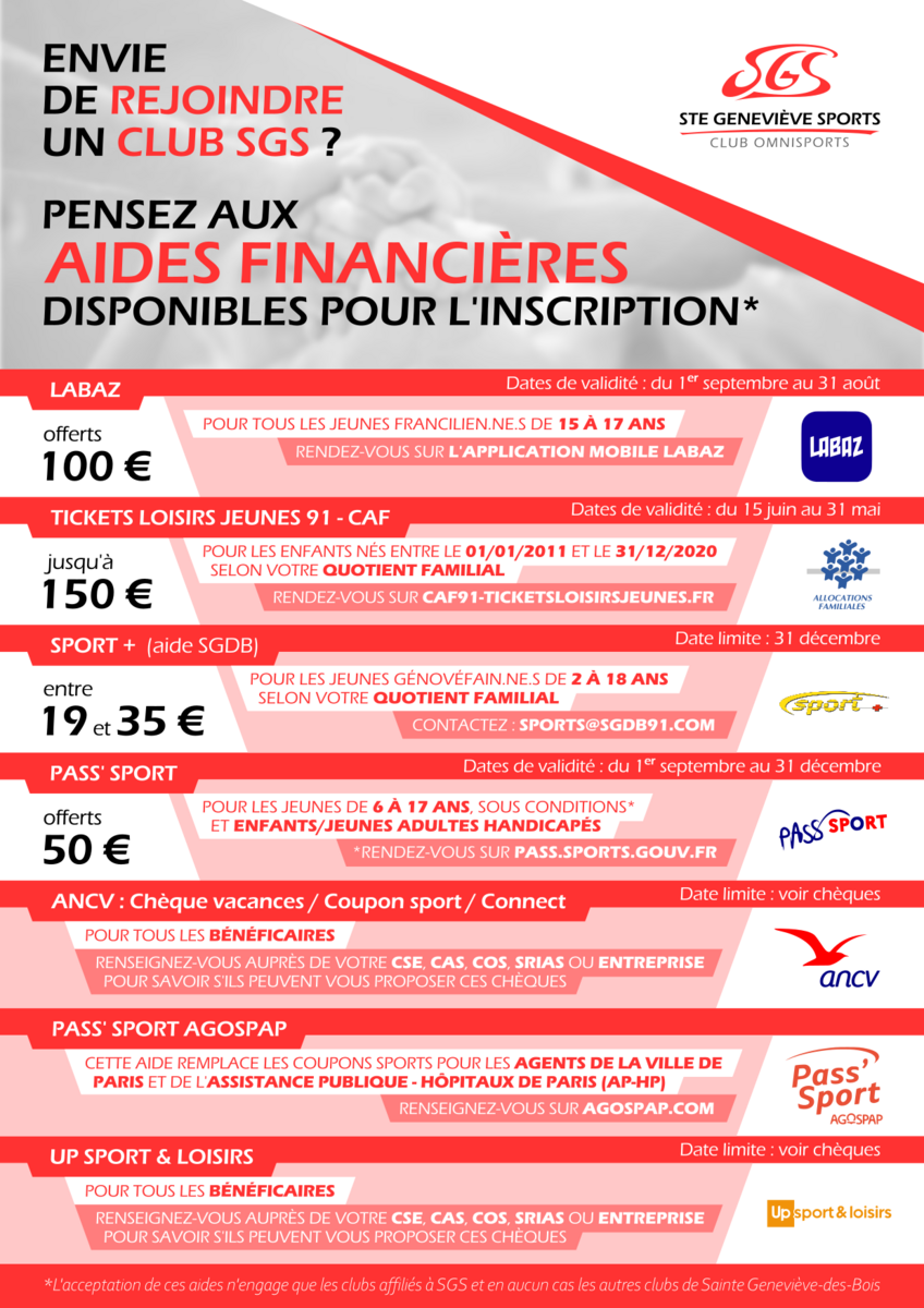 Inscription & Aides financières - Saison 2026-2027