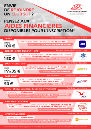 Inscription & Aides financières - Saison 2026-2027
